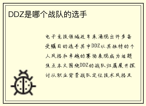 DDZ是哪个战队的选手